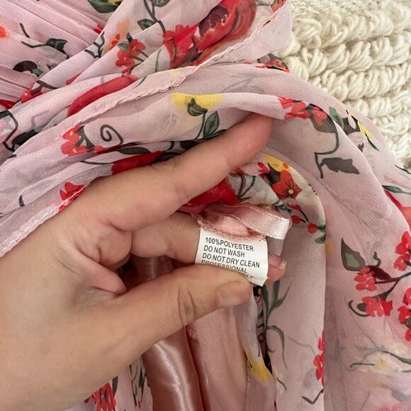 Ieena for Mac Duggal Pink Ruffled Floral Gown - Picture 4 of 11